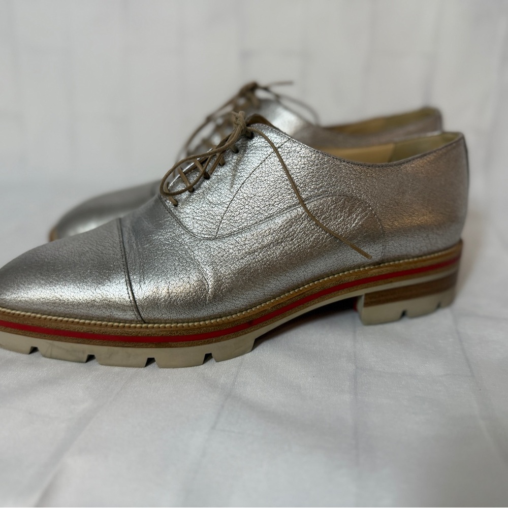 Christian Louboutin Silver Leather Women's Flats - Picture 9 of 15